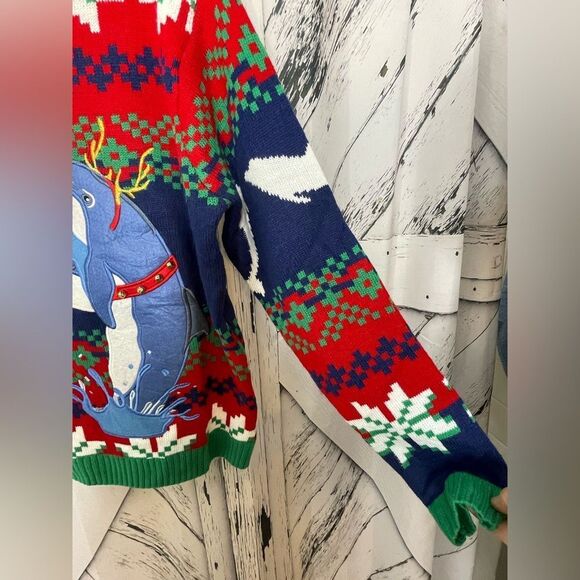 NWT Jollidays “Ugly” Christmas Sweater Dolphin Unisex Size M - Picture 5 of 11